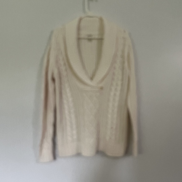 St. John's Bay Sweaters - St Johns Bay Sweater Large White Cable Knit - See Images/Desc for Imperfections